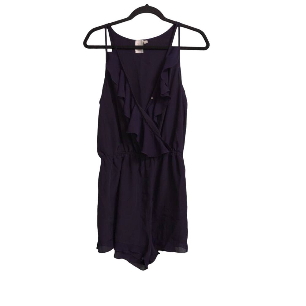 E By Eloise Womens Romper Playsuit Purple Ruffles Sleeveless Anthropologie M